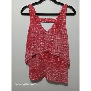 WHBM Size XS Sleeveless Blouse Layered Tank Top Casual Summer Top Red Print